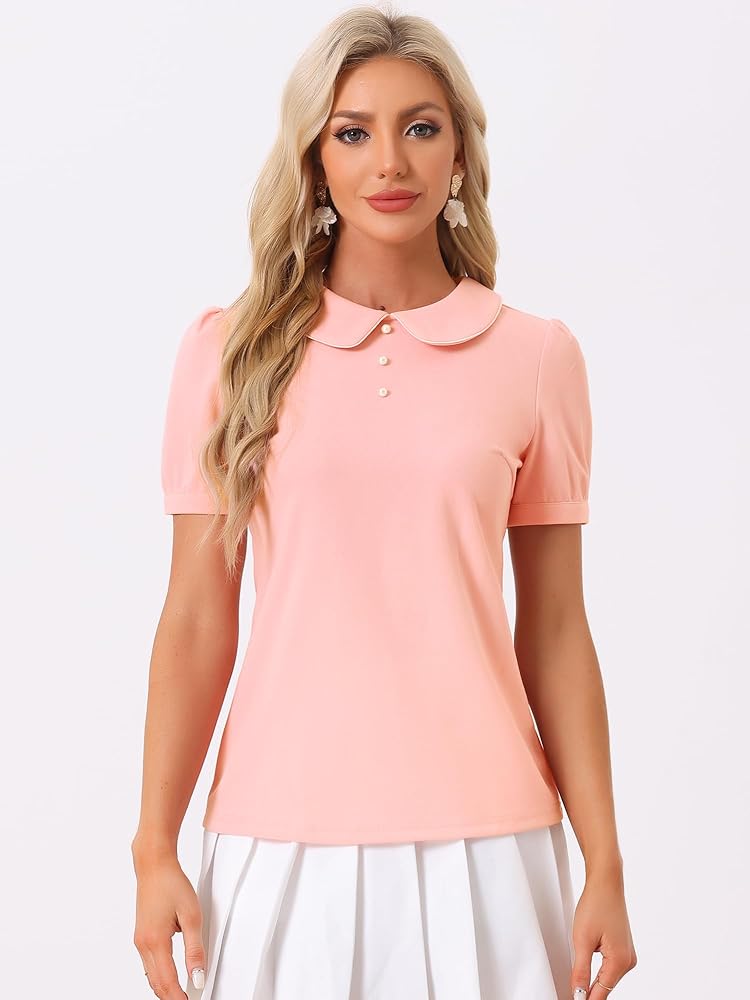 Amazon.com: Allegra K Women's Peter Pan Collar Shirt Puff